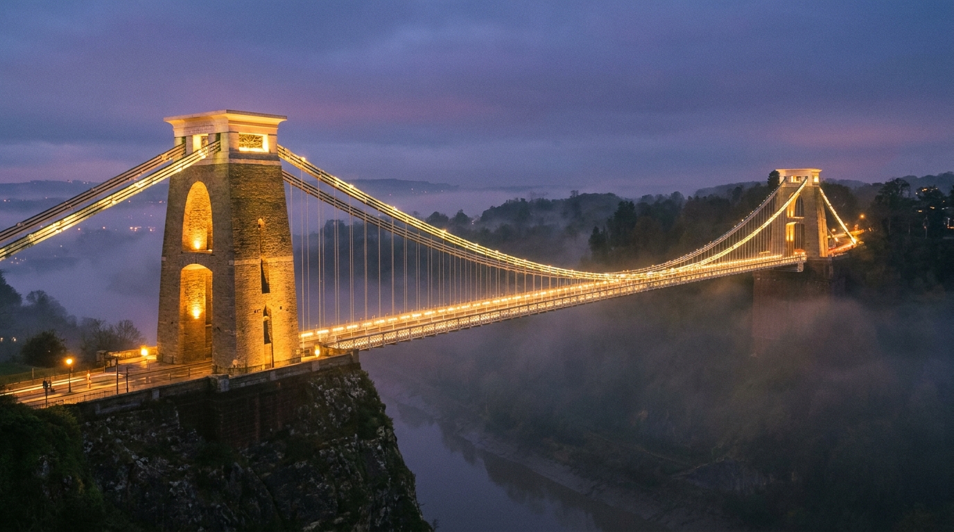Clifton Suspension Bridge at dusk