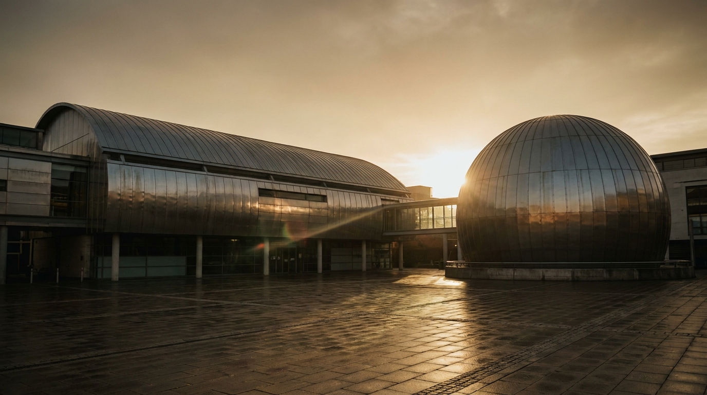 The curved silver roof of We The Curious science museum at Millennium Square